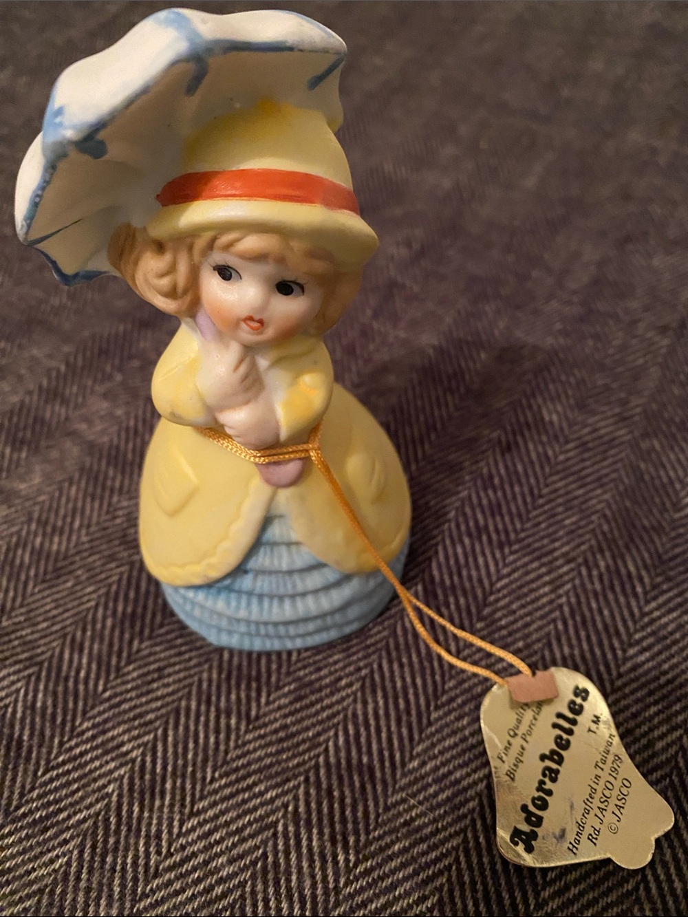 Vintage Bisque Porcelain 1979 Adorabelles Figurine Girl and Umbrella Jasco